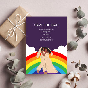 Reserve A Data Casamento LGBTQ com duas Brides Modernas do Arco-Í