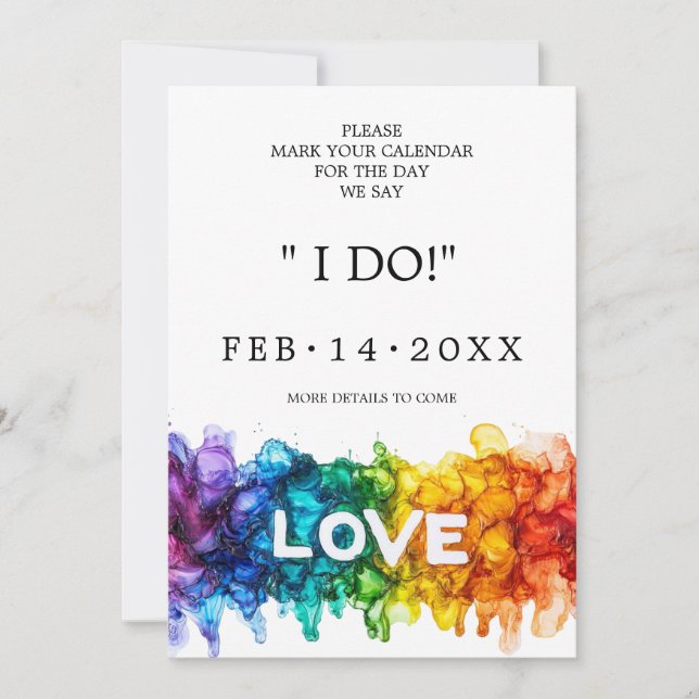 Reserve A Data 🌈 🐦 Casamento LGBTQ Pintado Com Amor  (Frente)
