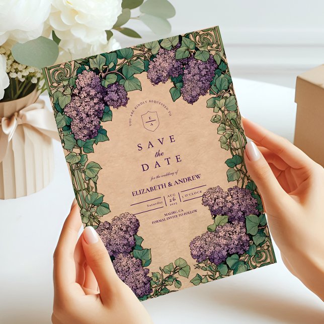 Reserve A Data Casamento Lilás Art Nouveau (Criador carregado)
