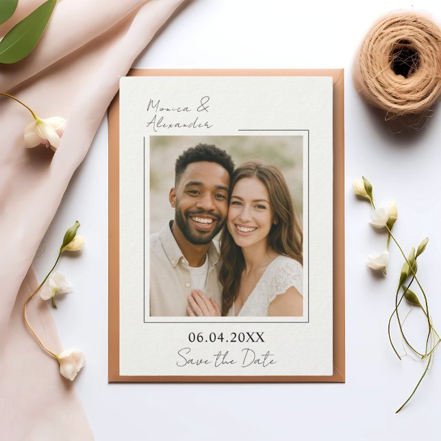 Reserve A Data Casamento luxuoso com foto simples e elegante (Criador carregado)