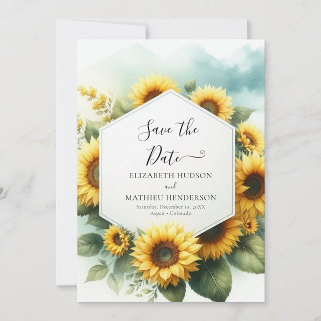 Reserve A Data Casamento Magical Chic Sunflower (Frente)