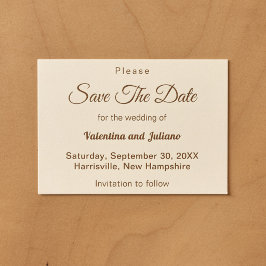 Reserve A Data Casamento Marfim Minimalista com Texto Marrom