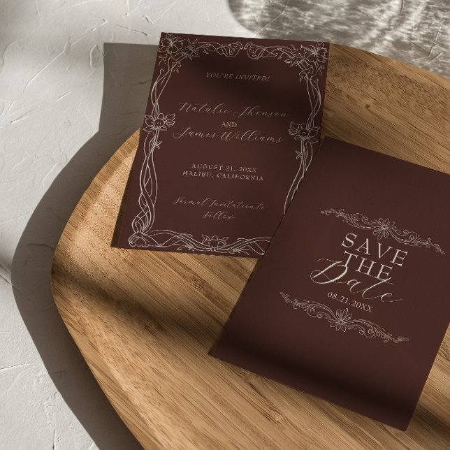 Reserve A Data Casamento Marrom Chocolate Clássico Retro Dinheiro (Criador carregado)