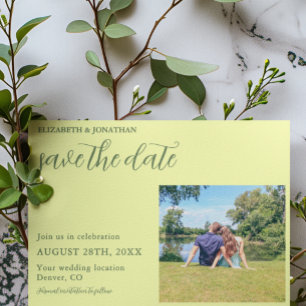 Reserve A Data Casamento Minimalista Amarelo Manteiga e Sage