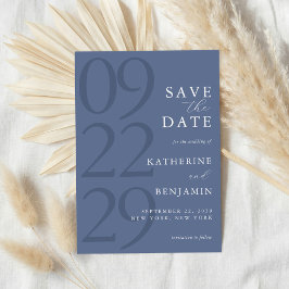 Reserve A Data Casamento Minimalista Azul Moderno