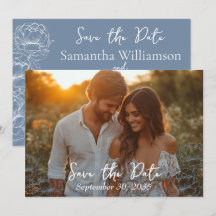 Casamento Minimalista Azul Moderno Elegante Periwi