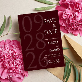 Reserve A Data Casamento Minimalista Burgundy Moderno