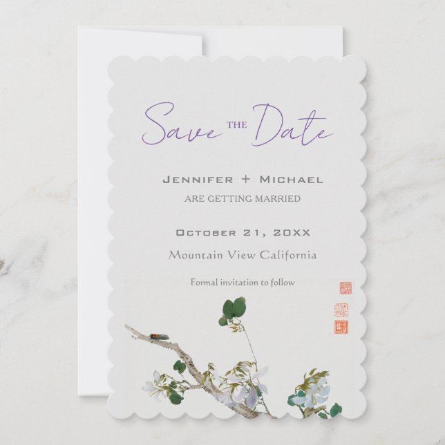 Reserve A Data Casamento Minimalista Caligrafia Floral  (Frente)