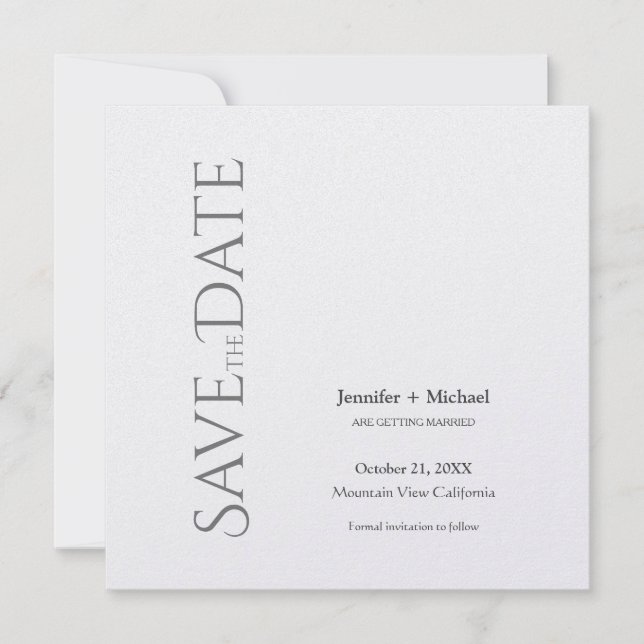 Reserve A Data Casamento Minimalista Caligrafia Script (Frente)