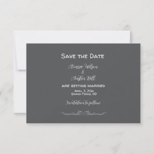 Reserve A Data Casamento Minimalista Cinza e Branco