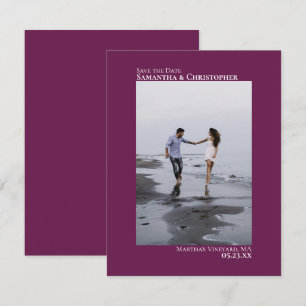 Reserve A Data Casamento Minimalista com Foto Vertical em Magenta