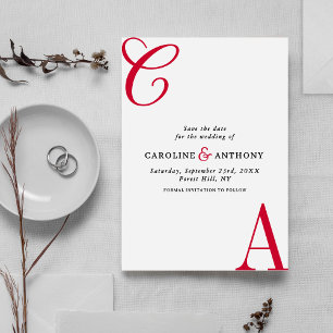 Reserve A Data Casamento Minimalista com Monograma de Cereja Mode