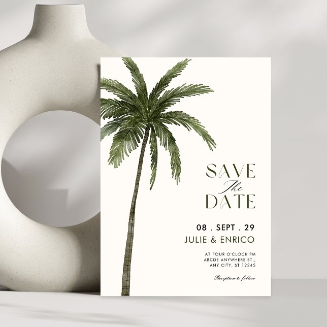 Reserve A Data Casamento minimalista com palmeira (Criador carregado)