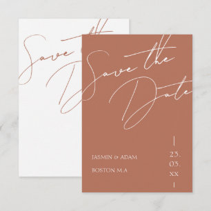 Reserve A Data Casamento Minimalista com Tipografia Script Terrac