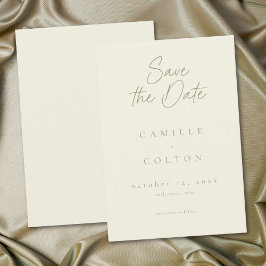 Reserve A Data Casamento Minimalista Creme Marfim Elegante