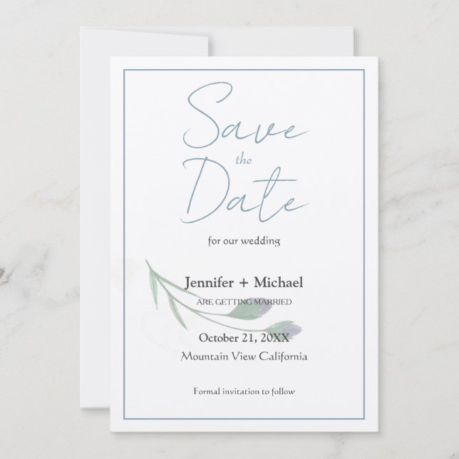Reserve A Data Casamento Minimalista de Caligrafia (Frente)