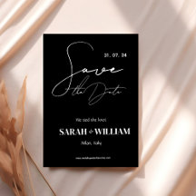 Casamento minimalista de caligrafia branca e negra