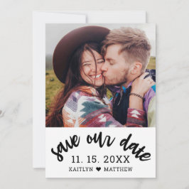 Reserve A Data Casamento Minimalista de Foto do Script Preto Mode