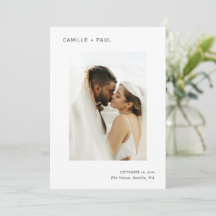 Reserve A Data Casamento Minimalista de Foto na moda preto e bran
