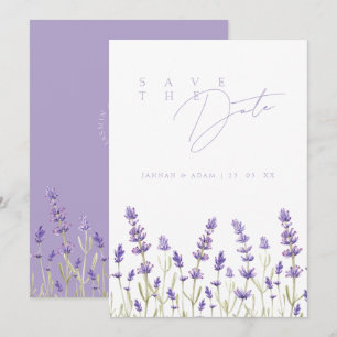 Reserve A Data Casamento Minimalista de Lavanda com Flores Silves