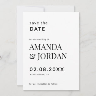 Reserve A Data Casamento Minimalista de Luxo Negro e Branco
