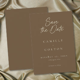 Reserve A Data Casamento Minimalista de Marrom Cacau Elegante