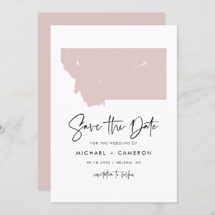 Reserve A Data Casamento Minimalista de Script Map Rosa Blush Mon