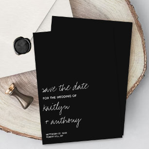Reserve A Data Casamento Minimalista de Script Preto e Branco Mod