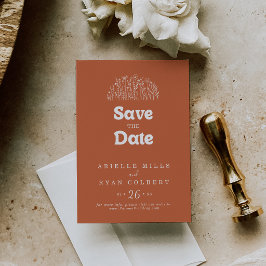 Reserve A Data Casamento Minimalista de Terracota com Flores Silv
