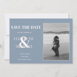 Reserve A Data Casamento Minimalista Dusty Blue Foto Salvar Data