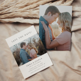 Reserve A Data Casamento Minimalista e Moderno Branco com 2 Fotos