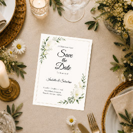 Reserve A Data Casamento Minimalista Elegante com Copo-de-Leite