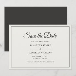Reserve A Data Casamento Minimalista Elegante Creme e Preto Suave