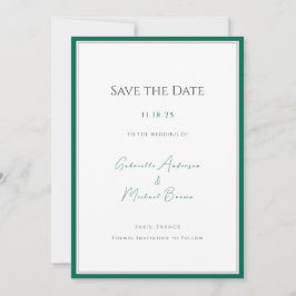 Reserve A Data Casamento Minimalista Elegante Emerald Green Salve