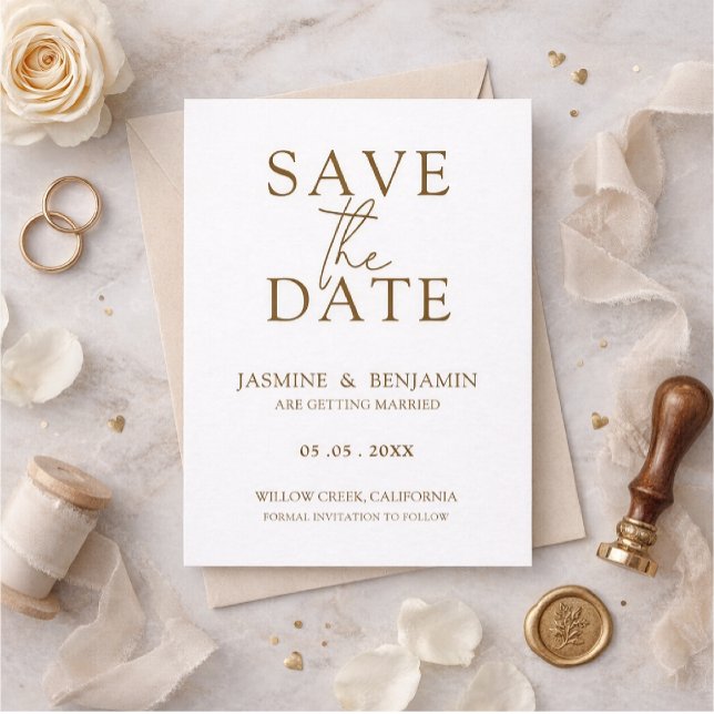 Reserve A Data Casamento Minimalista Elegante Salve a Data (Criador carregado)