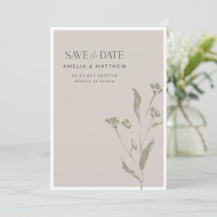 Reserve A Data Casamento Minimalista em Verde Salvia e Bege