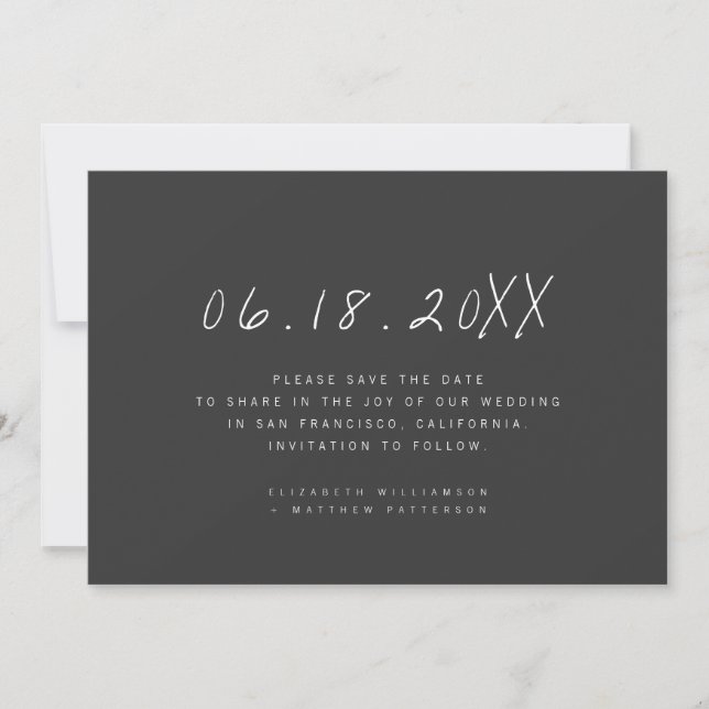 Reserve A Data Casamento Minimalista Escrito à Mão (Frente)