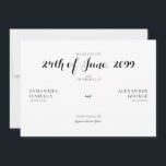 Reserve A Data Casamento Minimalista Formal Preto e Branco Atempo<br><div class="desc">Escolha estes "Convites de Casamento Minimalista Formal Preto e Branco Atemporal" para o seu elegante casamento com estética de dinheiro antigo e celebração de casamento de gala.
O texto é totalmente personalizável e,  se preferir,  pode adicionar uma foto no verso.</div>
