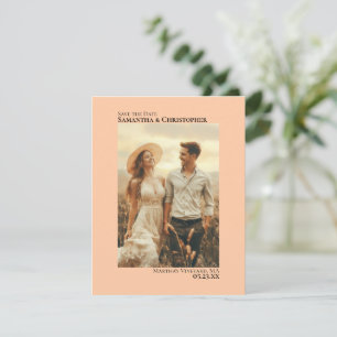 Reserve A Data Casamento Minimalista Foto Vertical Coral Pêssego