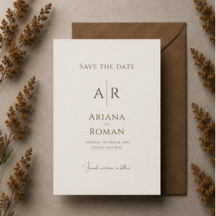 Reserve A Data Casamento Minimalista Marrom Mocha Elegante Atempo
