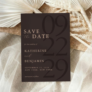 Reserve A Data Casamento Minimalista Marrom Moderno