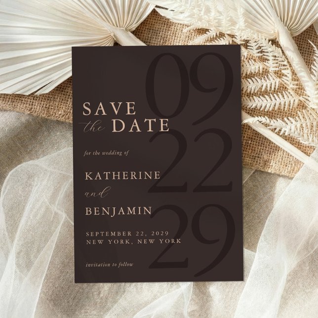 Reserve A Data Casamento Minimalista Marrom Moderno (Criador carregado)
