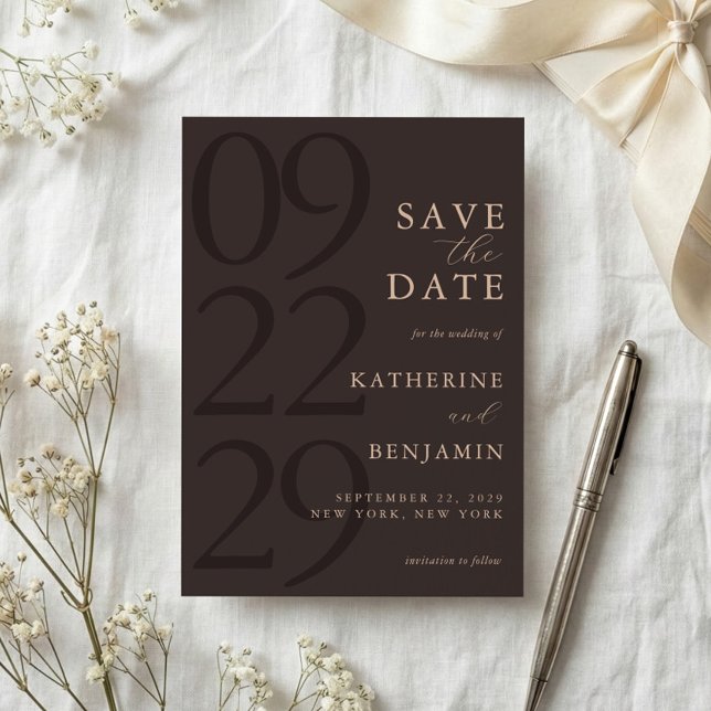 Reserve A Data Casamento Minimalista Marrom Moderno (Criador carregado)