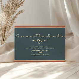Reserve A Data Casamento Minimalista Moderno Azul Naval Dourado