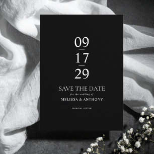 Reserve A Data Casamento Minimalista Moderno Negro e Branco