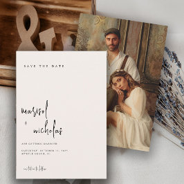 Reserve A Data Casamento Minimalista Moderno Neutro Foto