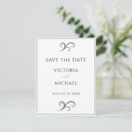 Reserve A Data Casamento Minimalista Negro e Branco