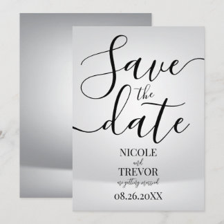 Reserve A Data Casamento Minimalista Prata Moderno Personalizado