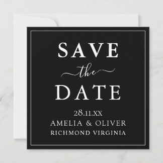 Reserve A Data Casamento Minimalista Preto Atemporal Salve A Data