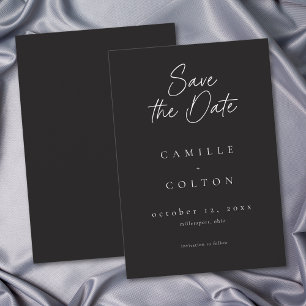 Reserve A Data Casamento Minimalista Preto Carvão Elegante